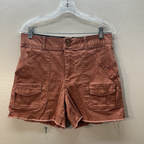 Democracy Ab-Solution Stretch Comfort Waist Red Cargo High Rise Shorts Size 10 - Picture 1 of 4